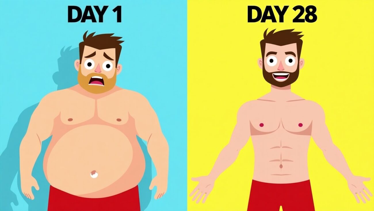 Illustration of a fitness journey showing how to Lose 10 Pounds in a Month with healthy eating and exercise.